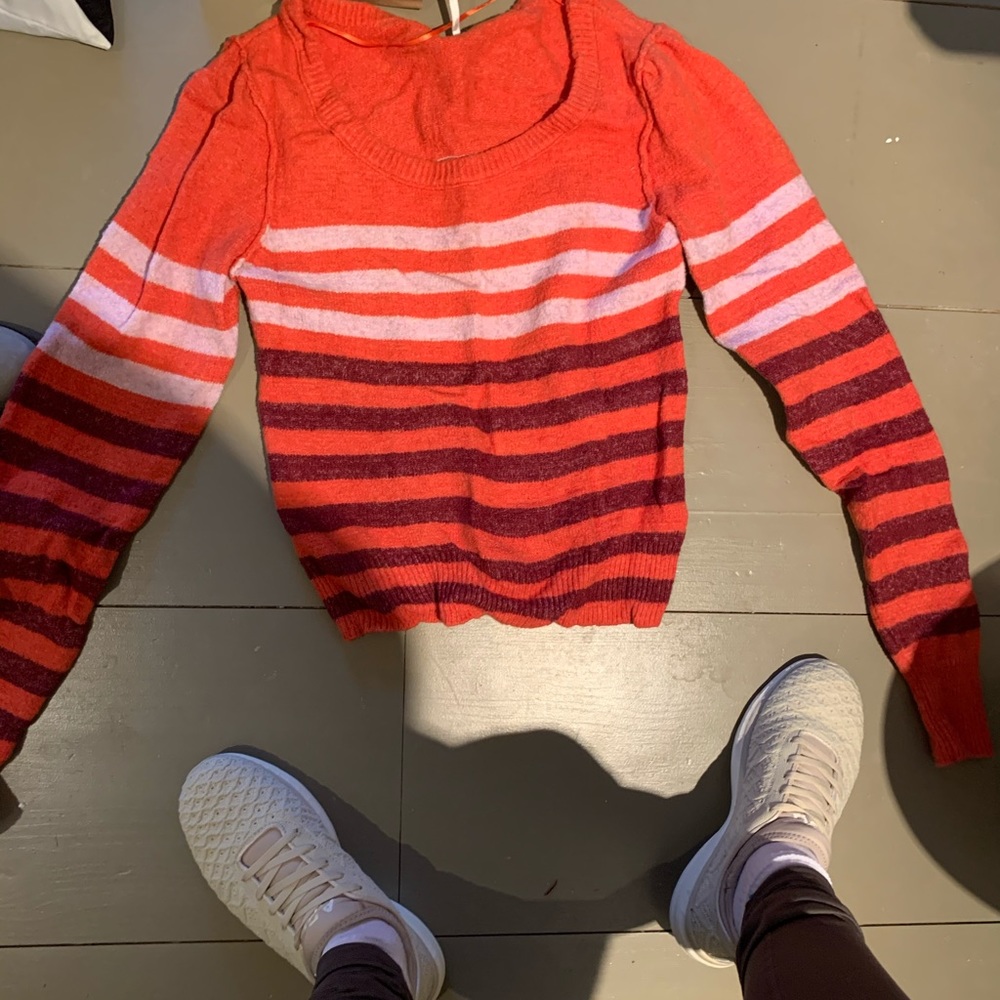 Free People orange striped sweater